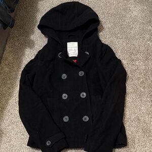 Aeropostale Black Hooded Coat